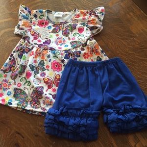 Toddler top and ruffled shorts